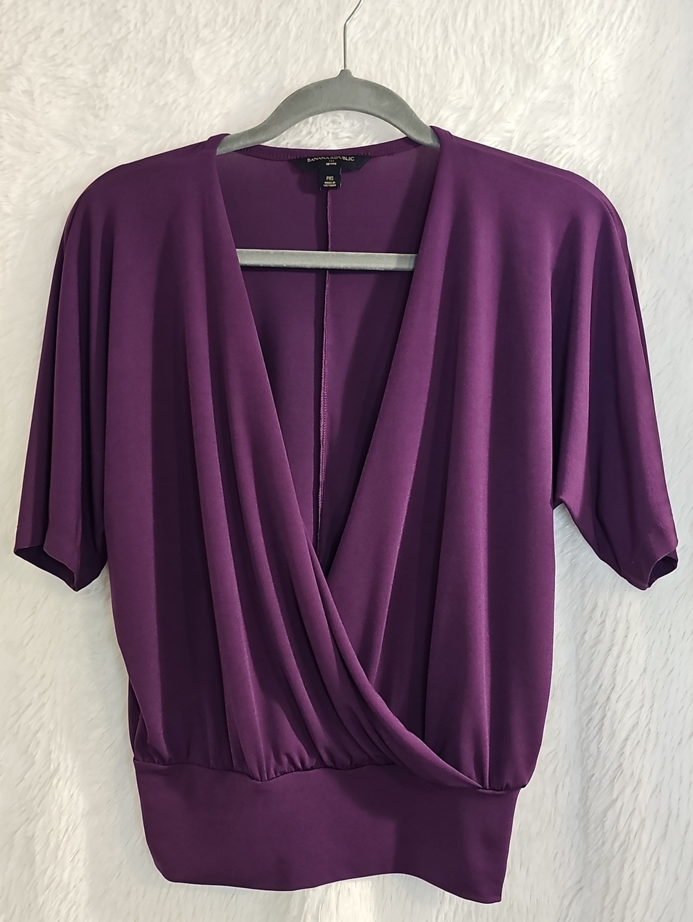 Banana Republic Deep Plum Surplice Short Sleeve Top
